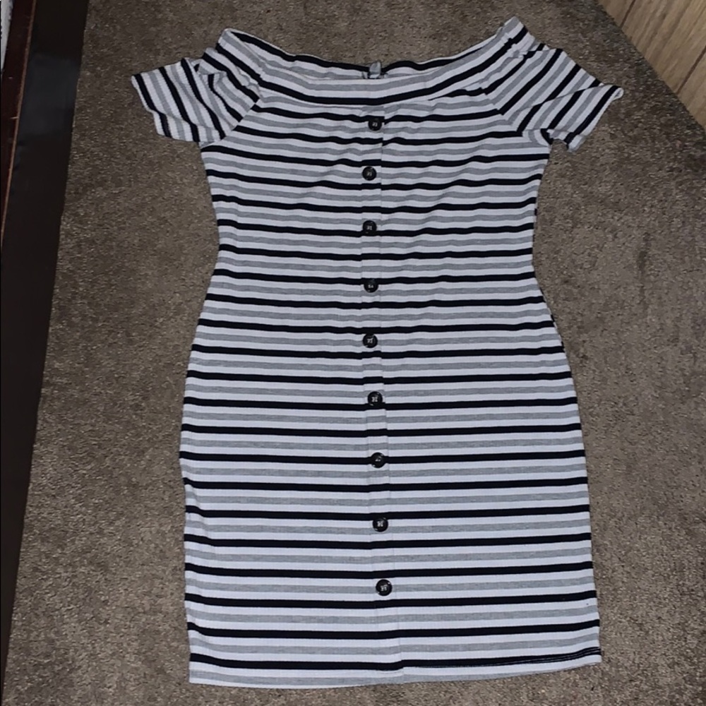 Striped over the shoulder dress